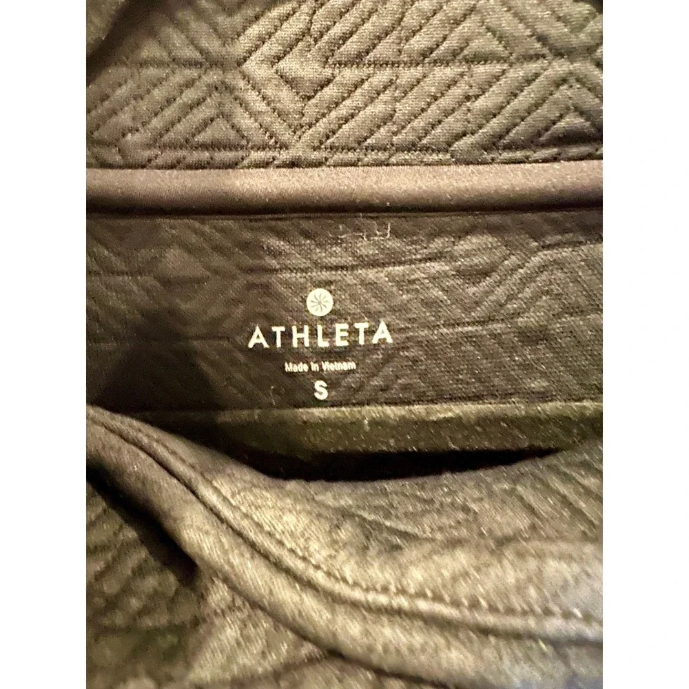 ATHLETA Jacquard‎ Elevation Pullover Sweatshirt Sz S Black Funnel Neck Pockets